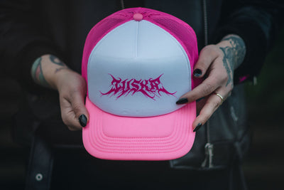 Metalcore Logo, White/Pink Trucker Cap