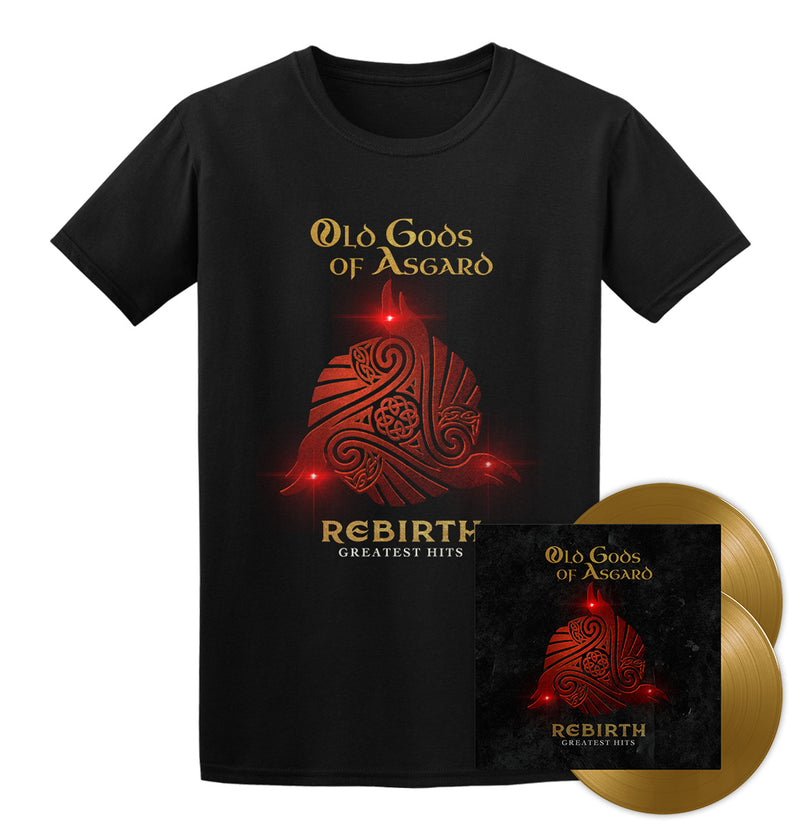Old Gods of Asgard, Rebirth, Gold 2LP Vinyl + T-Shirt Bundle
